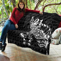 New Zealand Rugby Warrior Custom Quilt Black Fern Taniko Motif