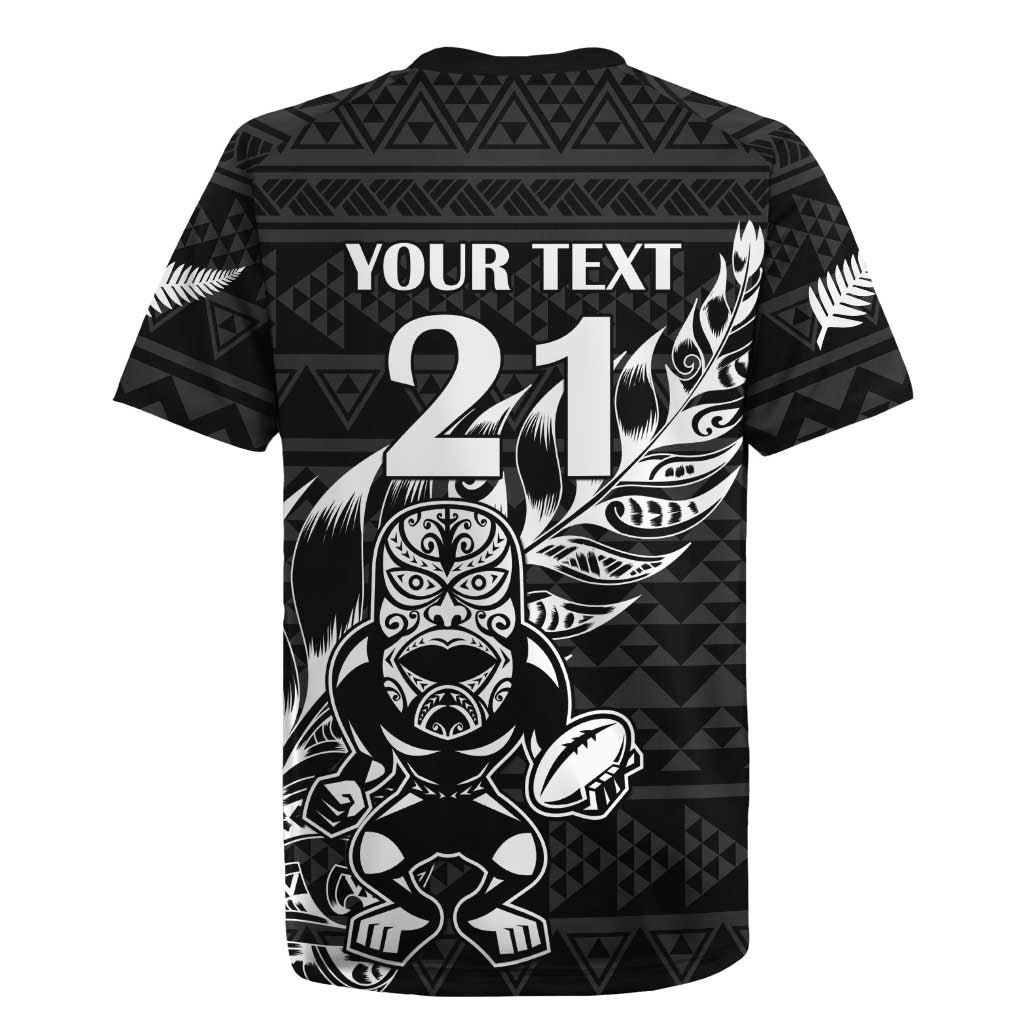 New Zealand Rugby Warrior Custom Rugby Jersey Black Fern Taniko Motif