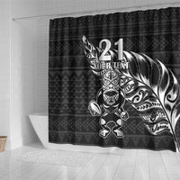 New Zealand Rugby Warrior Custom Shower Curtain Black Fern Taniko Motif