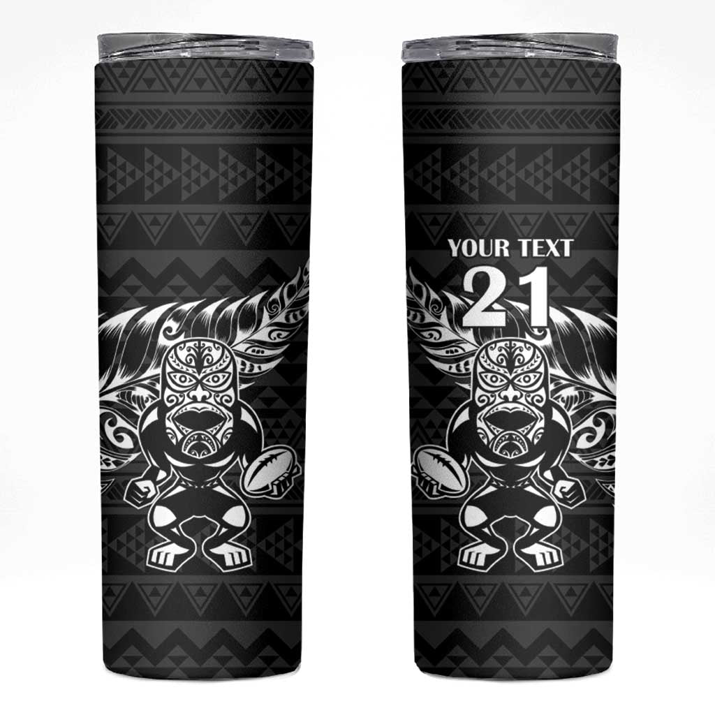 New Zealand Rugby Warrior Custom Skinny Tumbler Black Fern Taniko Motif