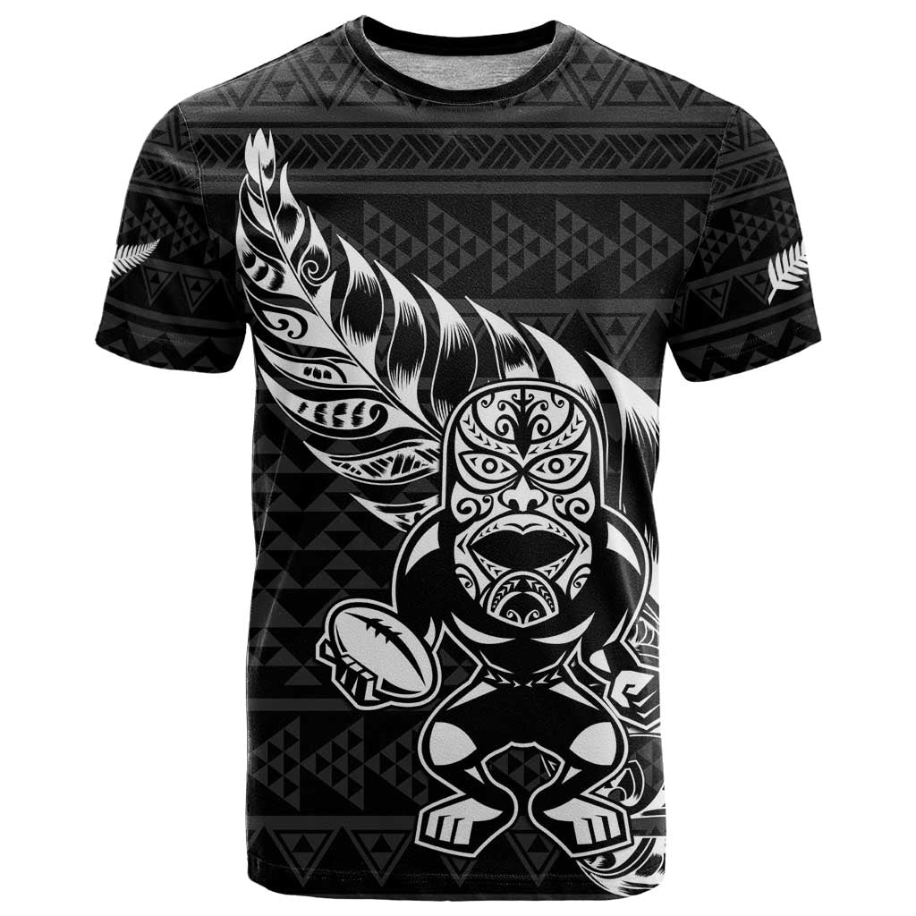 New Zealand Rugby Warrior Custom T Shirt Black Fern Taniko Motif