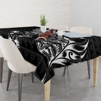 New Zealand Rugby Warrior Custom Tablecloth Black Fern Taniko Motif