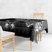 New Zealand Rugby Warrior Custom Tablecloth Black Fern Taniko Motif