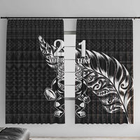 New Zealand Rugby Warrior Custom Window Curtain Black Fern Taniko Motif
