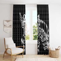 New Zealand Rugby Warrior Custom Window Curtain Black Fern Taniko Motif