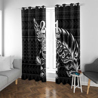 New Zealand Rugby Warrior Custom Window Curtain Black Fern Taniko Motif