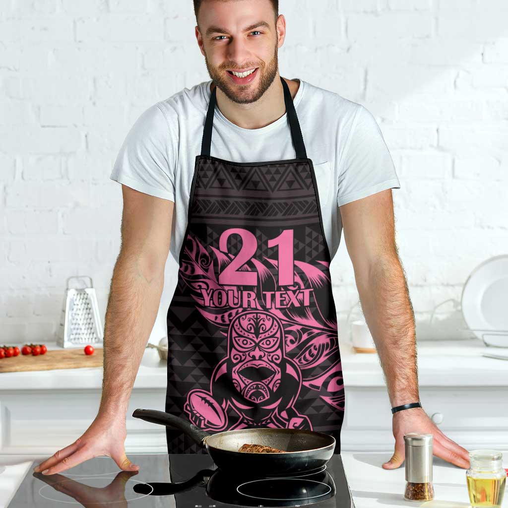 New Zealand Rugby Warrior Custom Apron Pink Fern Taniko Motif LT9 - Polynesian Pride