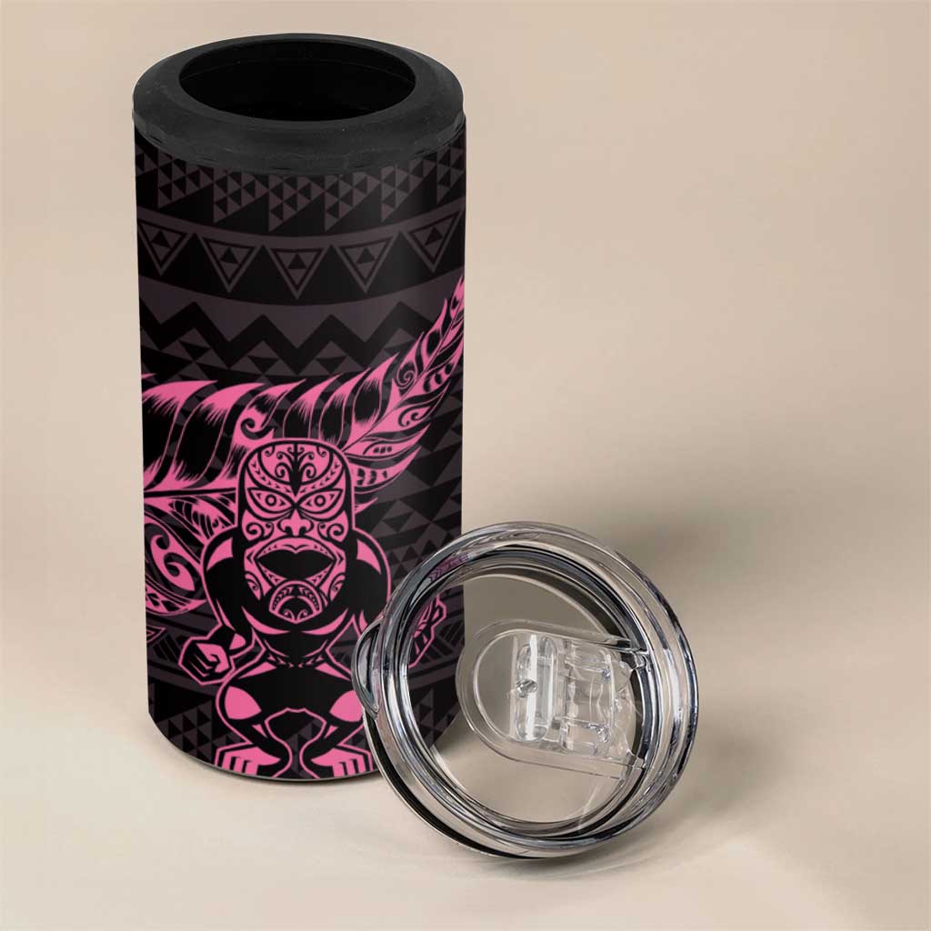 New Zealand Rugby Warrior Custom 4 in 1 Can Cooler Tumbler Pink Fern Taniko Motif