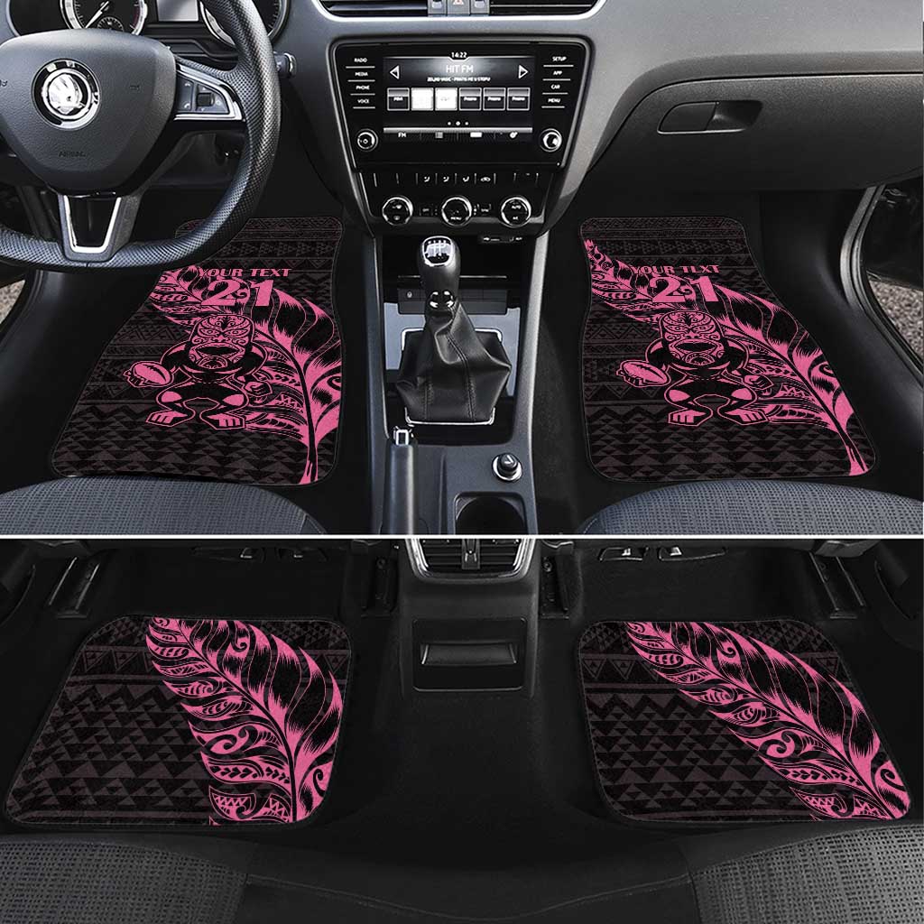 New Zealand Rugby Warrior Custom Car Mats Pink Fern Taniko Motif