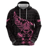 New Zealand Rugby Warrior Custom Hoodie Pink Fern Taniko Motif