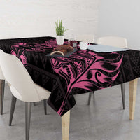 New Zealand Rugby Warrior Custom Tablecloth Pink Fern Taniko Motif