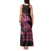 New Zealand Rugby Warrior Custom Tank Maxi Dress Pink Fern Taniko Motif