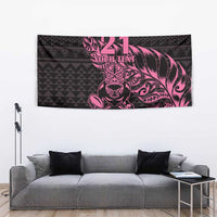 New Zealand Rugby Warrior Custom Tapestry Pink Fern Taniko Motif