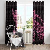 New Zealand Rugby Warrior Custom Window Curtain Pink Fern Taniko Motif