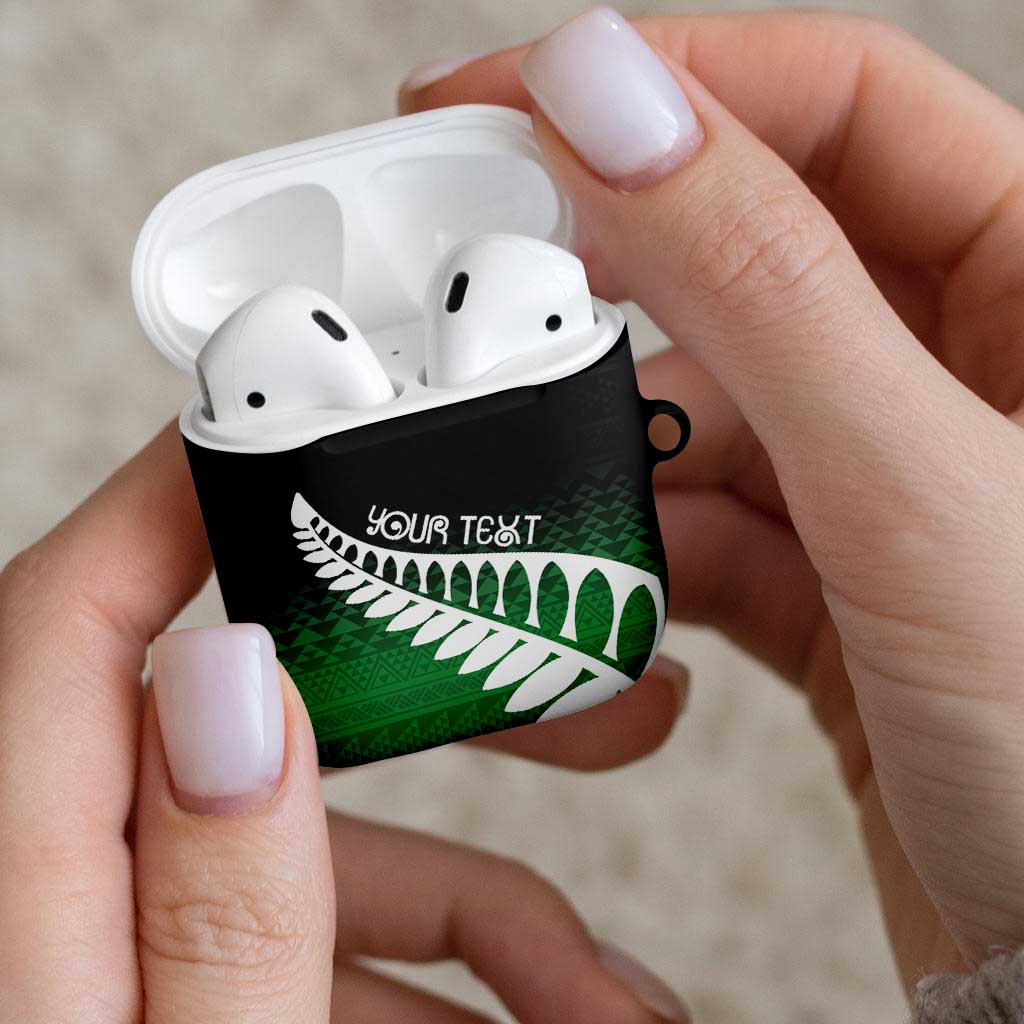 Green Silver Fern Spirit Taniko Tukutuku Personalised AirPods Case - Polynesian Pride