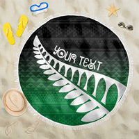 Green Silver Fern Spirit Taniko Tukutuku Personalised Beach Blanket