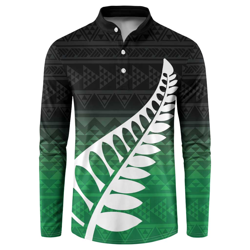 Green Silver Fern Spirit Taniko Tukutuku Personalised Button Sweatshirt
