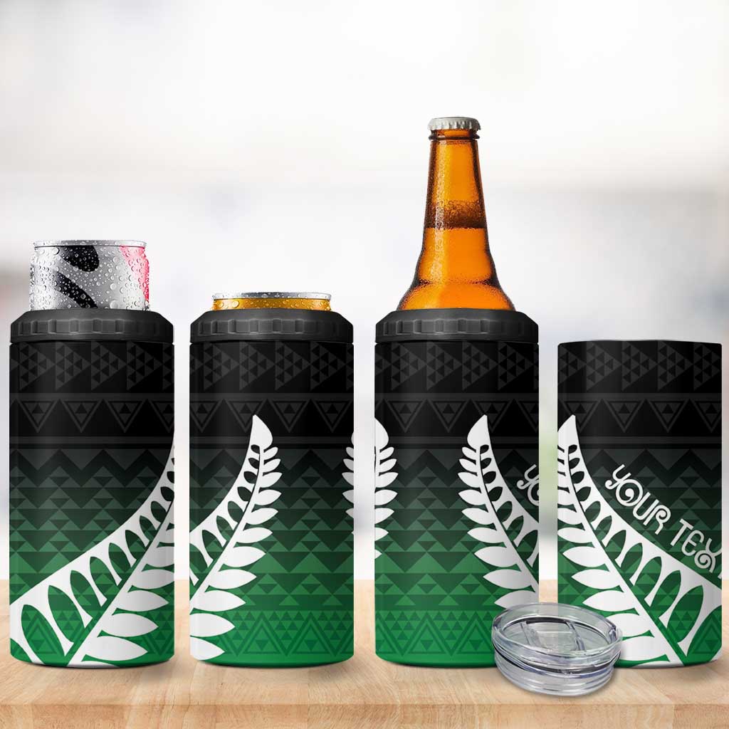 Green Silver Fern Spirit Taniko Tukutuku Personalised 4 in 1 Can Cooler Tumbler