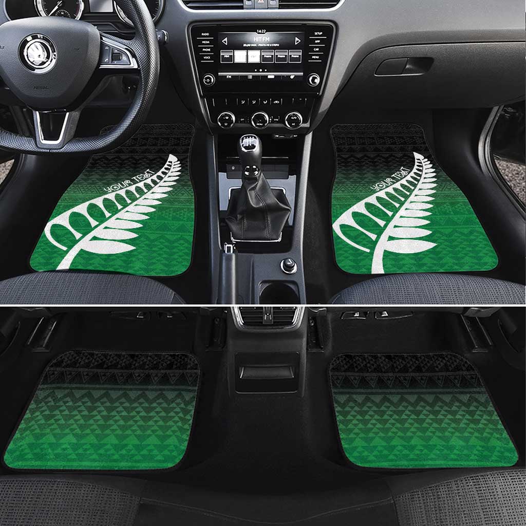 Green Silver Fern Spirit Taniko Tukutuku Personalised Car Mats
