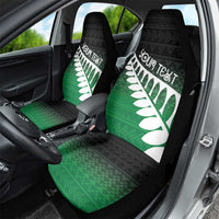 Green Silver Fern Spirit Taniko Tukutuku Personalised Car Seat Cover
