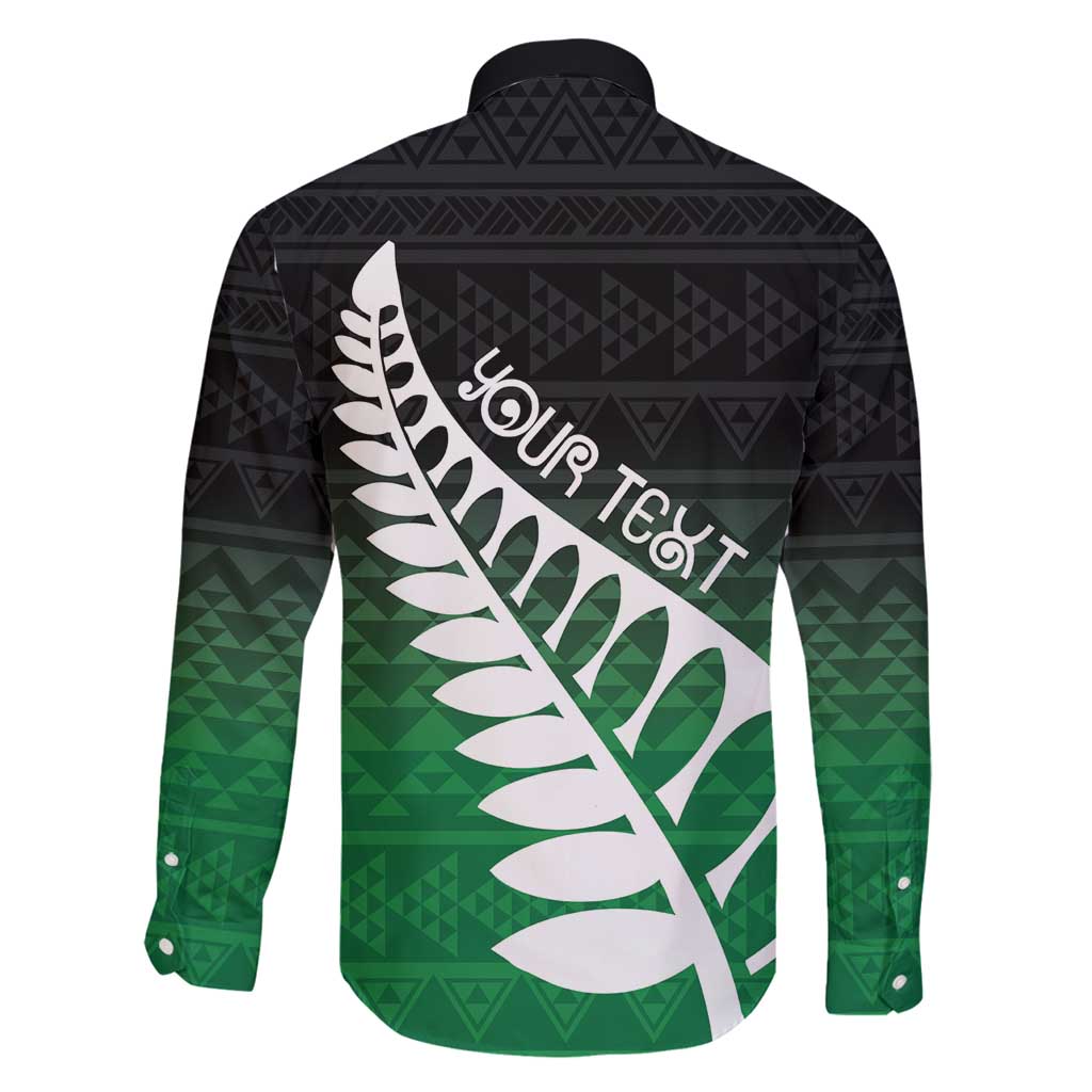 Green Silver Fern Spirit Taniko Tukutuku Personalised Family Matching Long Sleeve Bodycon Dress and Hawaiian Shirt