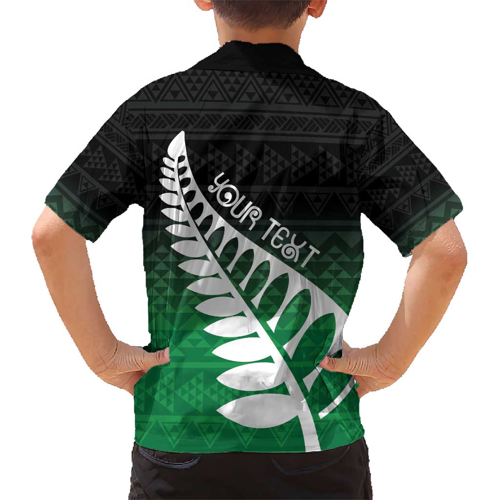 Green Silver Fern Spirit Taniko Tukutuku Personalised Family Matching Short Sleeve Bodycon Dress and Hawaiian Shirt