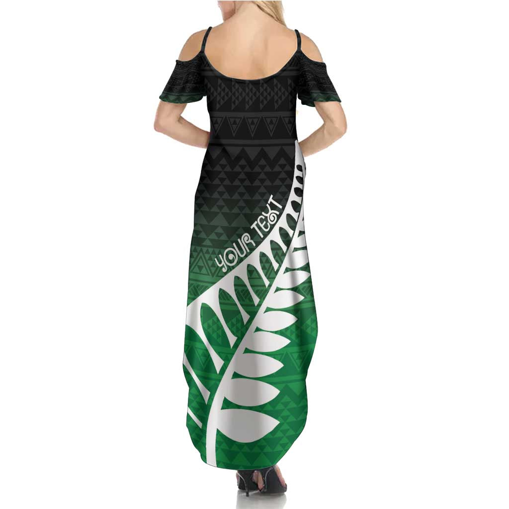 Green Silver Fern Spirit Taniko Tukutuku Personalised Family Matching Summer Maxi Dress and Hawaiian Shirt