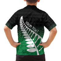 Green Silver Fern Spirit Taniko Tukutuku Personalised Family Matching Tank Maxi Dress and Hawaiian Shirt