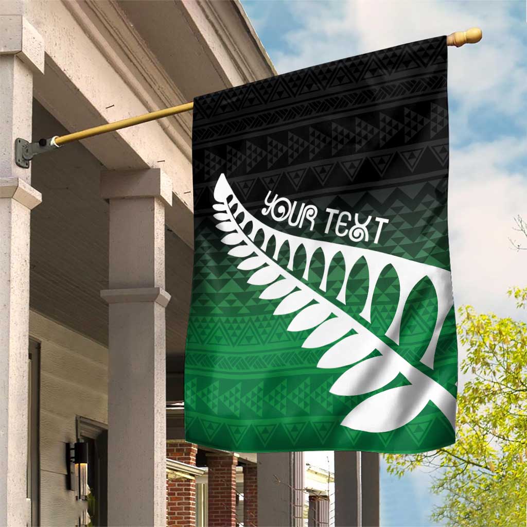 Green Silver Fern Spirit Taniko Tukutuku Personalised Garden Flag