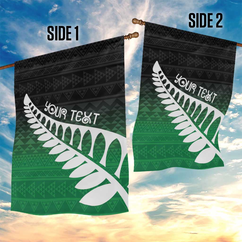 Green Silver Fern Spirit Taniko Tukutuku Personalised Garden Flag