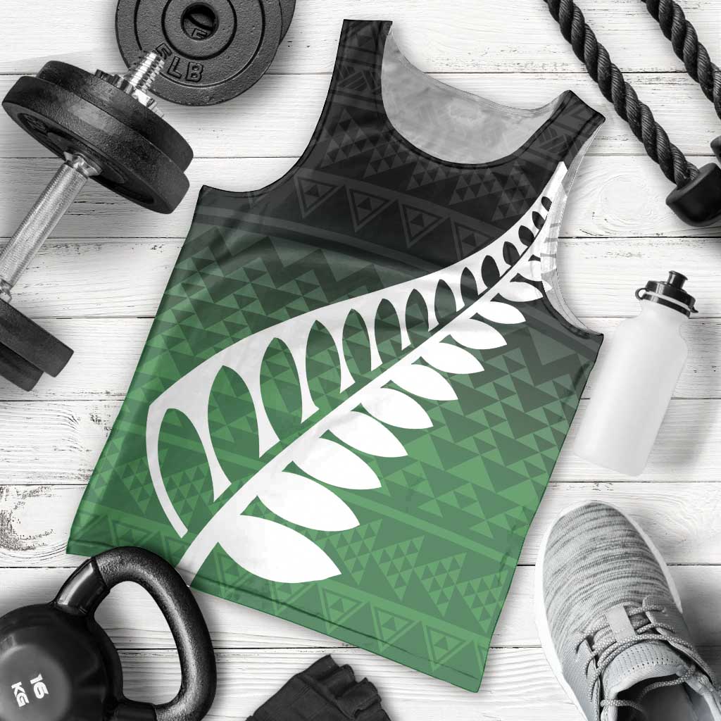 Green Silver Fern Spirit Taniko Tukutuku Personalised Men Tank Top