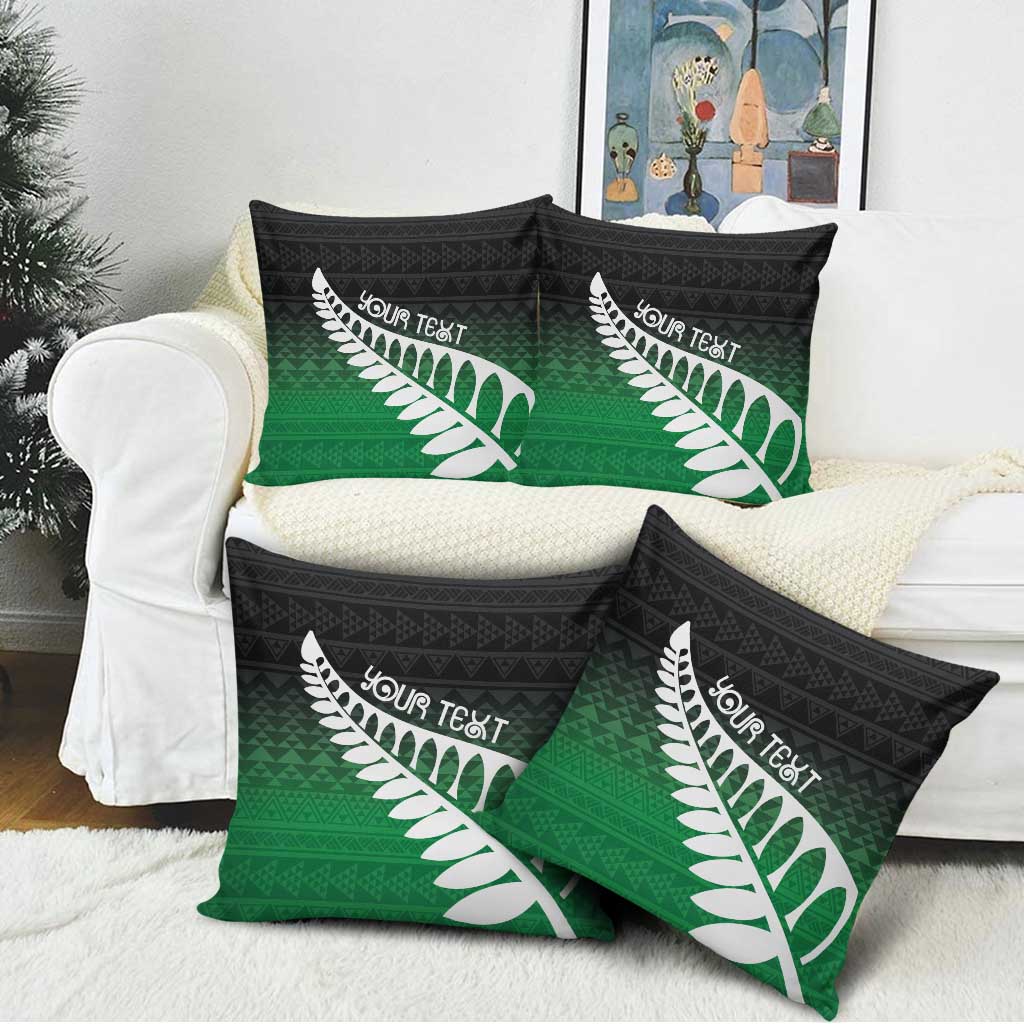 Green Silver Fern Spirit Taniko Tukutuku Personalised Pillow Cover - Polynesian Pride