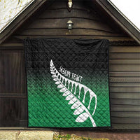 Green Silver Fern Spirit Taniko Tukutuku Personalised Quilt