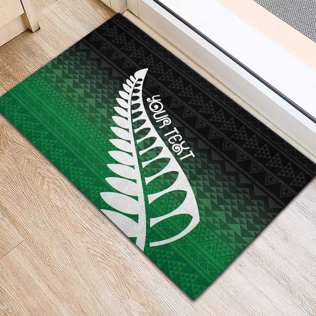 Green Silver Fern Spirit Taniko Tukutuku Personalised Rubber Doormat