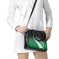 Green Silver Fern Spirit Taniko Tukutuku Personalised Shoulder Handbag