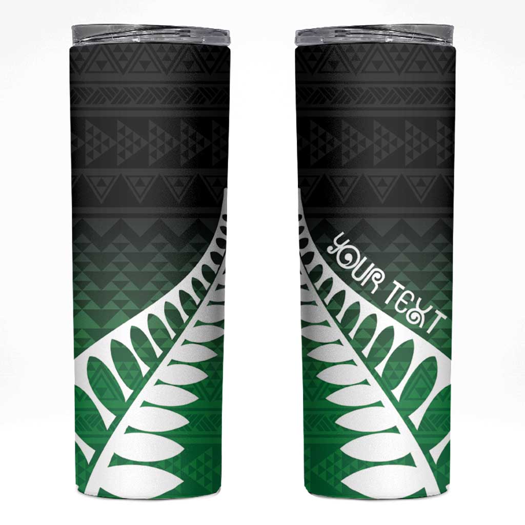 Green Silver Fern Spirit Taniko Tukutuku Personalised Skinny Tumbler