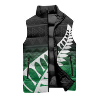 Green Silver Fern Spirit Taniko Tukutuku Personalised Sleeveless Puffer Jacket - Polynesian Pride