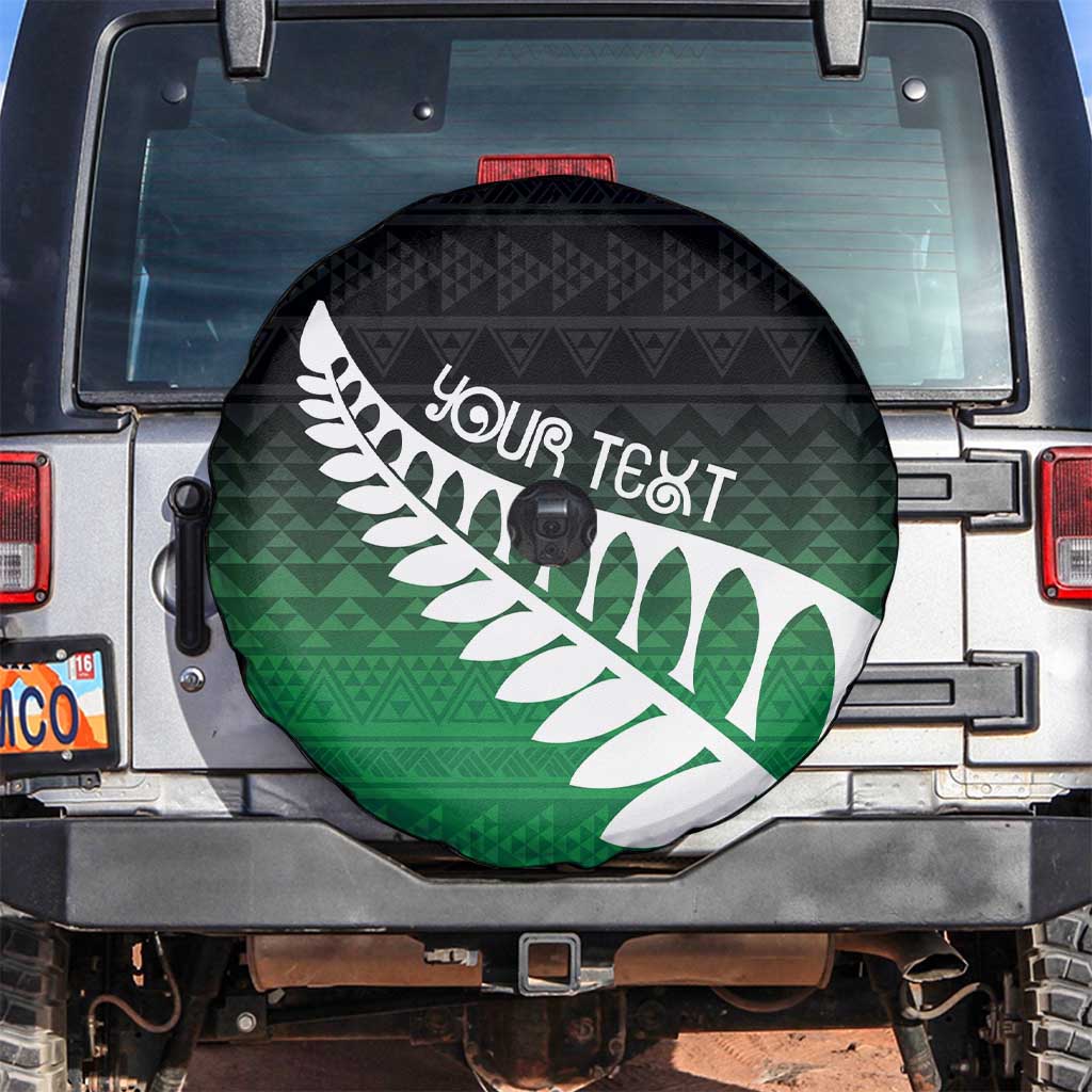 Green Silver Fern Spirit Taniko Tukutuku Personalised Spare Tire Cover