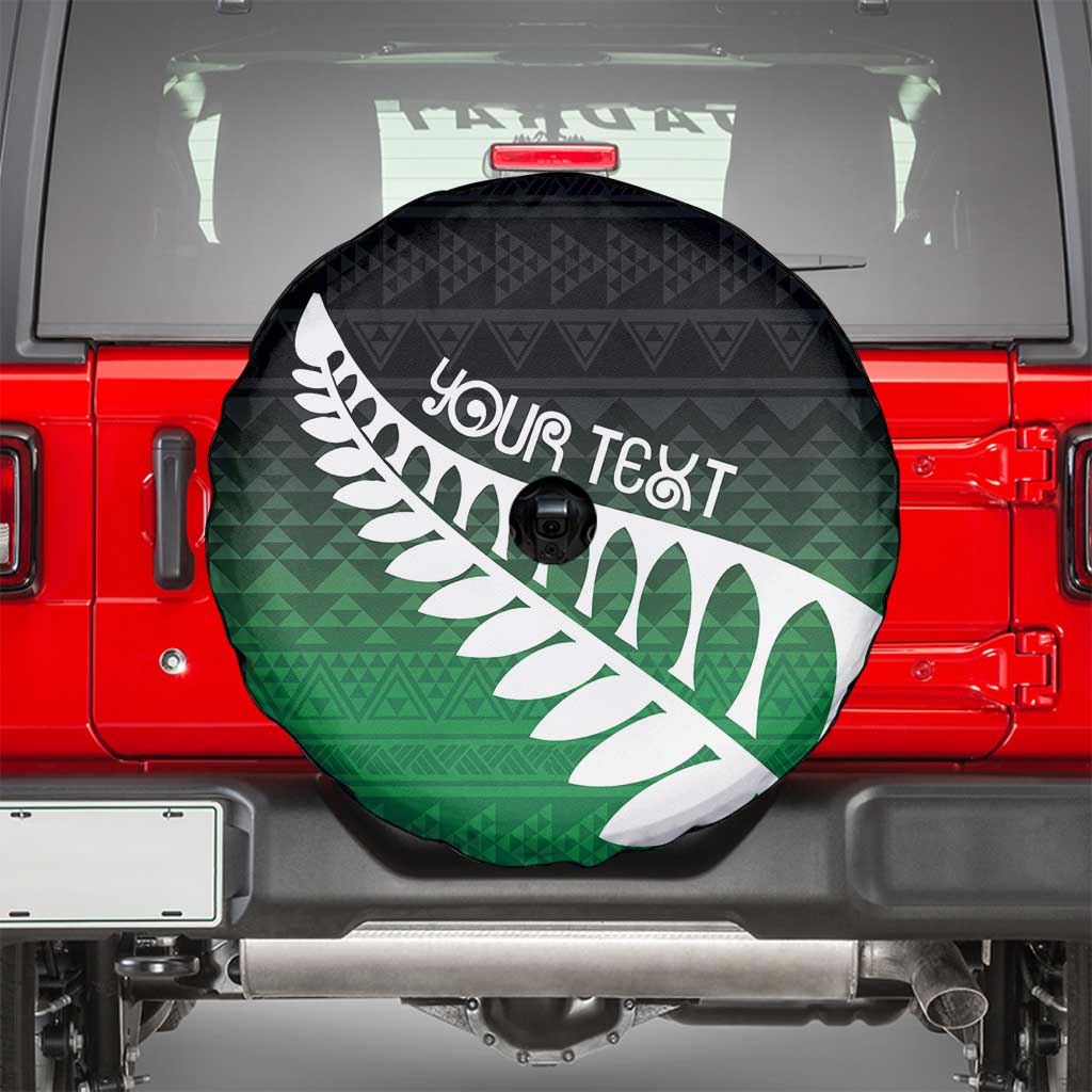 Green Silver Fern Spirit Taniko Tukutuku Personalised Spare Tire Cover