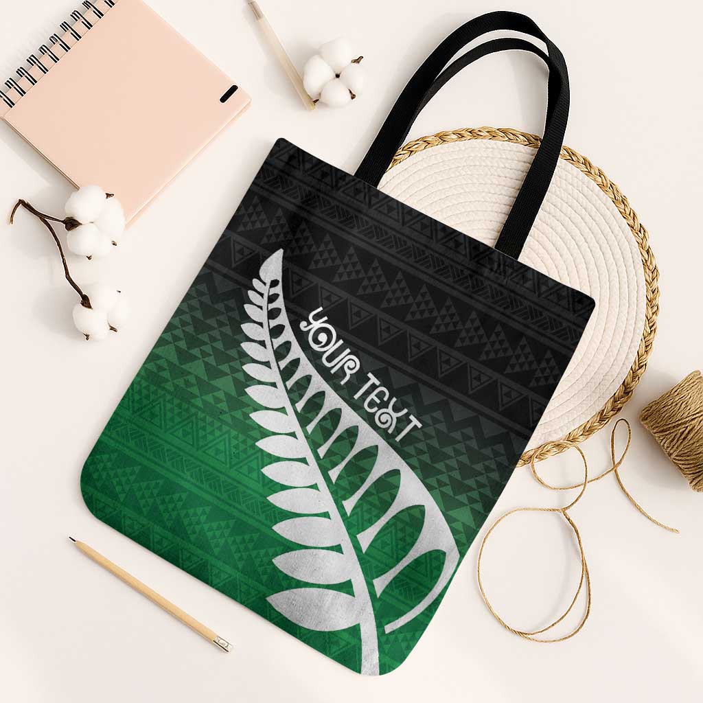 Green Silver Fern Spirit Taniko Tukutuku Personalised Tote Bag - Polynesian Pride