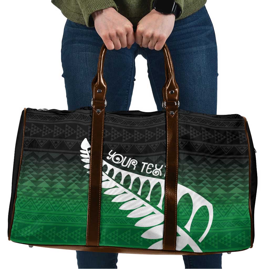 Green Silver Fern Spirit Taniko Tukutuku Personalised Travel Bag - Polynesian Pride