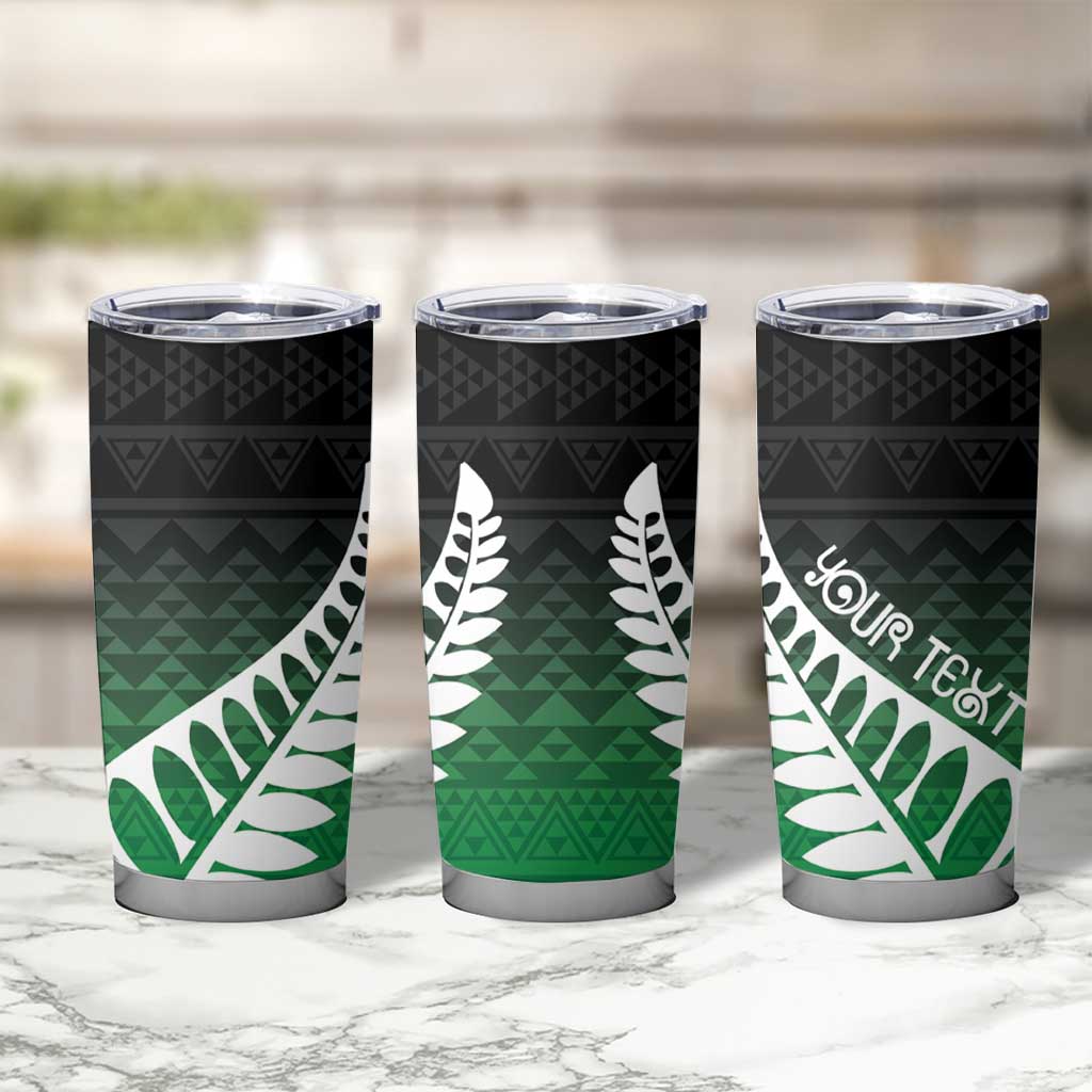 Green Silver Fern Spirit Taniko Tukutuku Personalised Tumbler Cup