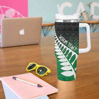 Green Silver Fern Spirit Taniko Tukutuku Personalised Tumbler With Handle