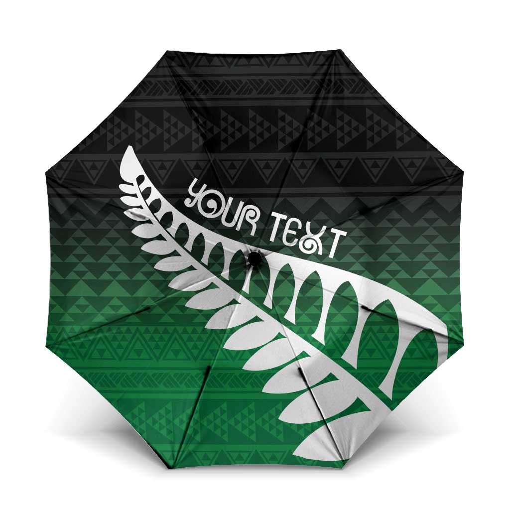 Green Silver Fern Spirit Taniko Tukutuku Personalised Umbrella - Polynesian Pride