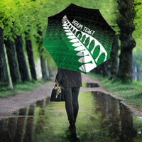 Green Silver Fern Spirit Taniko Tukutuku Personalised Umbrella - Polynesian Pride