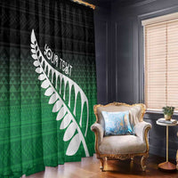 Green Silver Fern Spirit Taniko Tukutuku Personalised Window Curtain