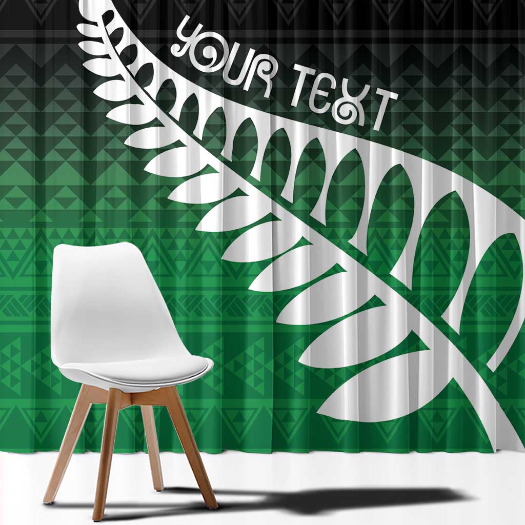 Green Silver Fern Spirit Taniko Tukutuku Personalised Window Curtain