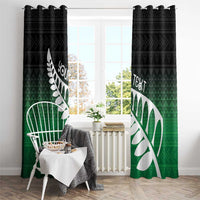 Green Silver Fern Spirit Taniko Tukutuku Personalised Window Curtain