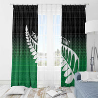 Green Silver Fern Spirit Taniko Tukutuku Personalised Window Curtain