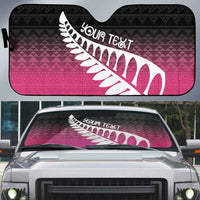 Pink Silver Fern Spirit Taniko Tukutuku Personalised Auto Sun Shade - Polynesian Pride